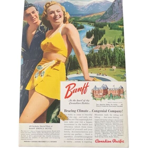 Vintage 1941 Canadian Pacific Rail Banff Hotel Ad Advertisement - Picture 4 of 4
